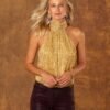 Seraphina Halter Top in Gold Cascade